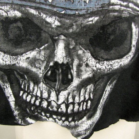 Skull Pirate Cropped Sleeveless Tee Shirt SZ XL - Picture 5 of 6